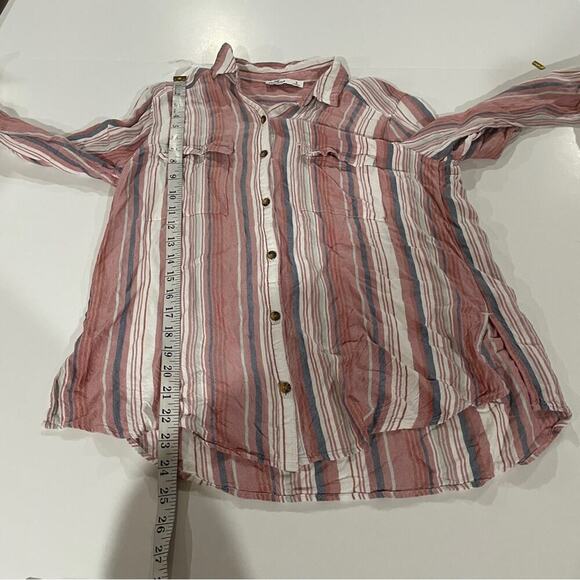 Hollister Pink & White Striped Long Sleeve Button Down Shirt Size S‎ - Picture 8 of 8
